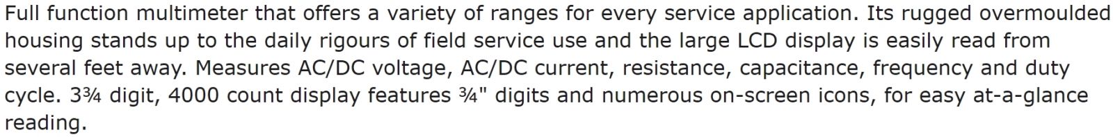 רב מודד מולטימטר דיגיטלי מקצועי TENMA 72-2605